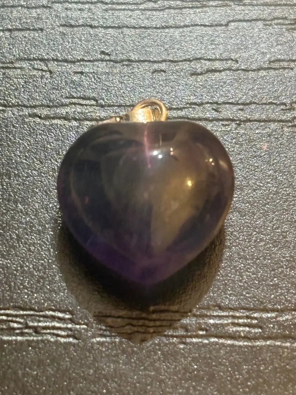 Purple Heart Gemstone Pendant Silver Tone Bail